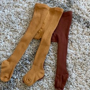 Baby tights rust and burnt yellow